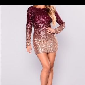 Rose gold Burgandy sequin dress